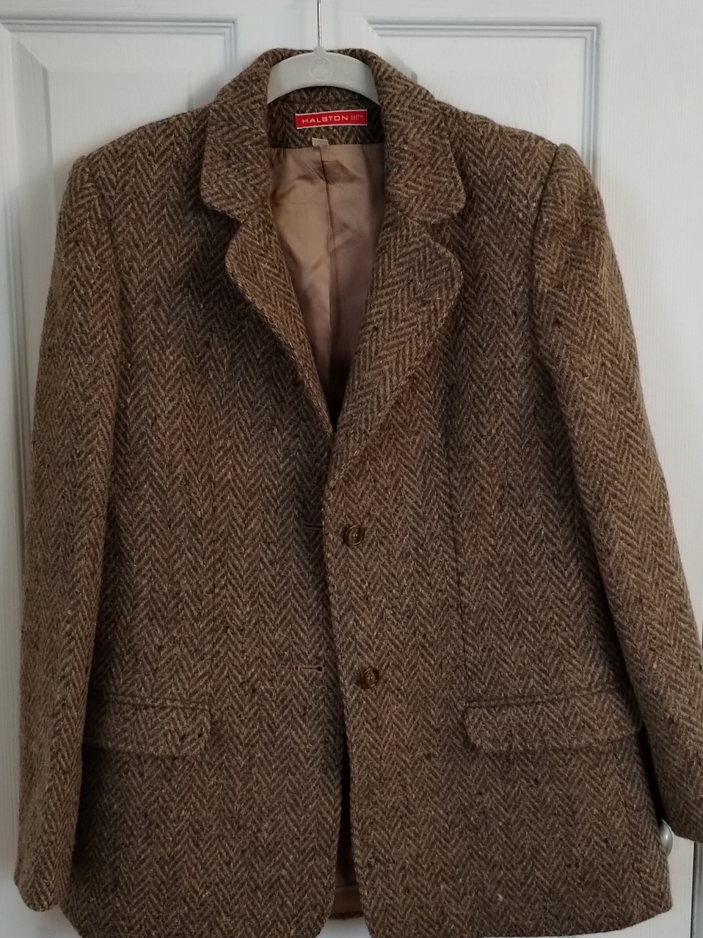 Vintage Halston III Brown Herringbone Wool Blazer And Skirt - Picture 3 of 6